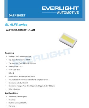 PDF Document Cover - ALFS3BD-C010001L1-AM LED Datasheet - SMD Ceramic Package - 960lm @ 1000mA - 5850K Cool White - 120° Viewing Angle - English Technical Document