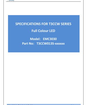 Portada del documento PDF - Hoja de Datos del LED EMC3030 a Todo Color - Dimensiones 3.0x3.0mm - Voltaje 1.6-3.4V - Potencia 0.468-0.648W - Documento Técnico en Español