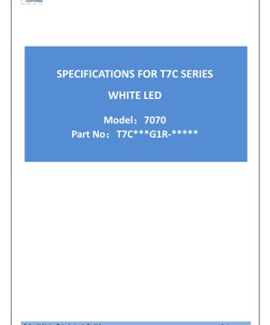 جلد سند PDF - دیتاشیت سری T7C ال‌ای‌دی سفید 7070 - ابعاد 7.0x7.0x2.8 میلی‌متر - ولتاژ 49 ولت - توان 8.82 وات - سند فنی فارسی