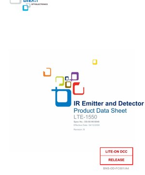 Portada del documento PDF - Hoja de Datos de Emisor y Detector IR - Carcasa Transparente - Voltaje Directo 1.6V - Intensidad Radiante hasta 7.669 mW/sr - Documento Técnico en Español