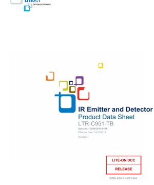 Portada del documento PDF - Hoja de Datos del Emisor y Detector IR LTR-C951-TB - Paquete 5mm - 30V Colector-Emisor - 940nm - Documento Técnico en Español