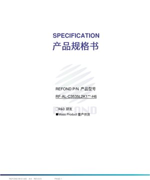 Kulit Dokumen PDF - Spesifikasi LED Putih 3535 - Saiz 3.45x3.45x2.20mm - Voltan 3.4V - Kuasa 5.1W - Dokumen Teknikal Bahasa Melayu