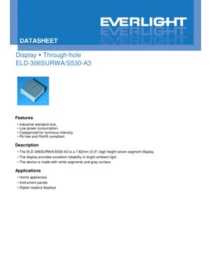 Обложка PDF-документа - Техническая спецификация семисегментного индикатора белого свечения 7.62мм (0.3 дюйма)
