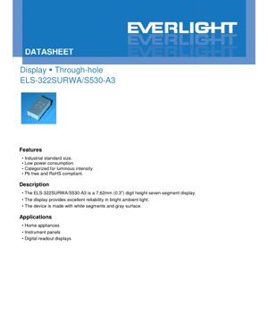 PDF Document Cover - ELS-322SURWA/S530-A3 7.62mm Red LED Seven-Segment Display Datasheet - 0.3