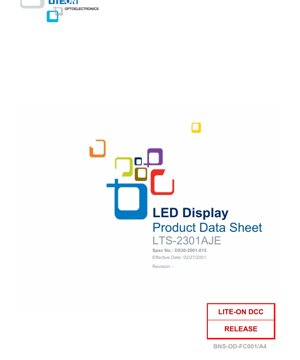 PDF নথির কভার - LTS-2301AJE LED ডিসপ্লে ডাটাশিট - ০.২৮-ইঞ্চি ডিজিট উচ্চতা - AlInGaP লাল - ২.৬V ফরওয়ার্ড ভোল্টেজ - ৭০mW পাওয়ার ডিসিপেশন - বাংলা প্রযুক্তিগত নথি