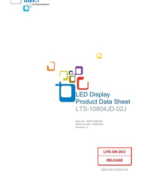 Copertina documento PDF - Scheda Tecnica Display LED LTS-10804JD-02J - Altezza Cifra 1.0 Pollici - Rosso Iper (650nm) - Corrente Diretta 25mA - Documento Tecnico in Italiano
