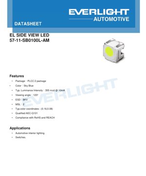 PDF নথির কভার - PLCC-2 আকাশী নীল LED ডাটাশিট - প্যাকেজ ৩.২x২.৮x১.৯মিমি - ভোল্টেজ ২.৯V - পাওয়ার ৭৫mW - বাংলা প্রযুক্তিগত নথি