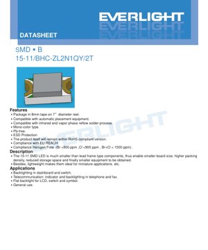 Kulit Dokumen PDF - Dokumen Teknikal SMD LED 15-11/BHC-ZL2N1QY/2T - Biru - 1.6x0.8x0.6mm - 3.2V - 40mW