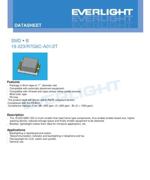PDF Belge Kapağı - SMD LED 19-223/R7G6C-A01/2T Veri Sayfası - 2.0x1.25x0.8mm Paket - 2.0-2.4V Gerilim - Çok Renkli - Türkçe Teknik Doküman