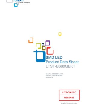 PDF Document Cover - SMD LED LTST-B680QEKT Datasheet - AlInGaP Red - 120mW - 2.6V - English Technical Document