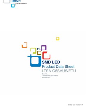 PDF Document Cover - SMD LED LTSA-G6SVUWETU Datasheet - White Light, Yellow Lens - Electrical & Optical Specifications