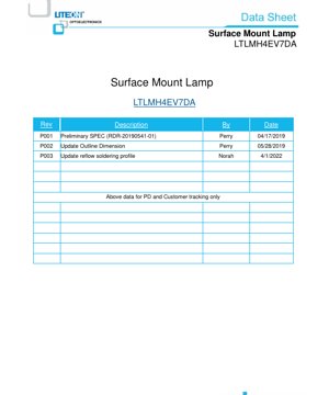 PDF Doküman Kapağı - LTLMH4 EV7DA Yüzey Montaj LED Lamba Veri Sayfası - Boyutlar 4.2x4.2x2.0mm - Voltaj 2.2V - Güç 120mW - Kırmızı 624nm - Basitleştirilmiş Çince Teknik Doküman