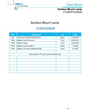 Copertina documento PDF - Scheda Tecnica LED LTLMH4TGVADA - Dimensioni 4.2x4.2x2.0mm - Tensione 2.5-3.5V - Verde 525nm - Documento Tecnico in Italiano