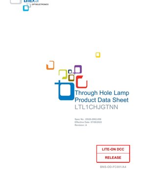 Kulit Dokumen PDF - Lampiran Teknikal LED Hijau Lubang Lalu LTL1CHJGTNN - Pakej T-1 - 572nm - 20mA - Dokumen Teknikal Bahasa Melayu