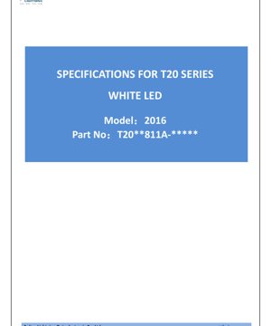 Kulit Dokumen PDF - Spesifikasi LED Putih Siri T20 - Pakej 2016 - 2.0x1.6x1.75mm - 11V Tip - 0.33W - Dokumen Teknikal Bahasa Melayu