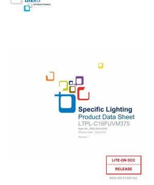 جلد سند PDF - دیتاشیت LED فرابنفش LTPL-C16FUVM375 - ابعاد 3.2x1.6x1.9mm - ولتاژ 3.5V - توان 160mW - طول موج اوج 375nm - سند فنی فارسی