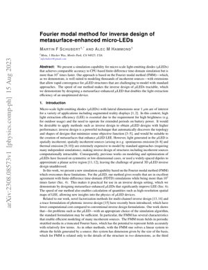 PDF Doküman Kapağı - Fourier Modal Yöntemi Tabanlı Meta-Yüzey Geliştirilmiş Mikro LED Ters Tasarımı