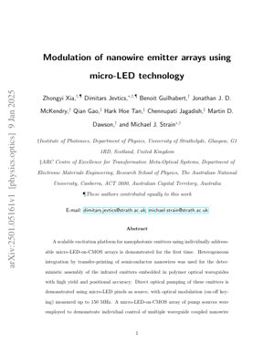 Capa do documento PDF - Modulação de Matrizes de Emissores de Nanofios usando Tecnologia Micro-LED
