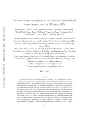 PDF Document Cover - UV Micro-LED for Test Mass Charge Management in Space-Based Gravitational Wave Detection